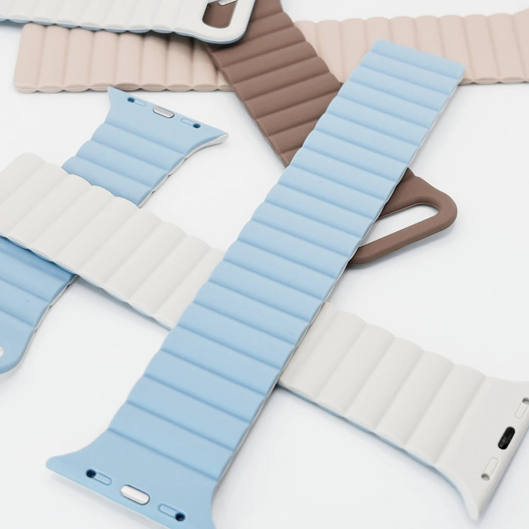 Breband Silikon Armband für Apple Watch, Dual Loop Design in Sand Blau