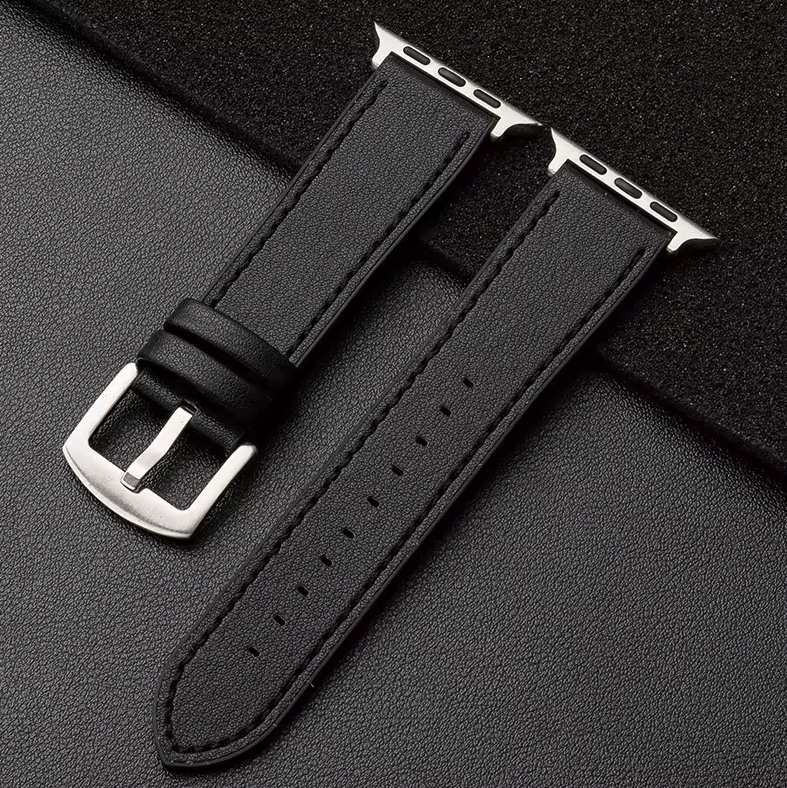 Breband Lederarmband Kombi für Apple Watch in Schwarz #farbe_schwarz