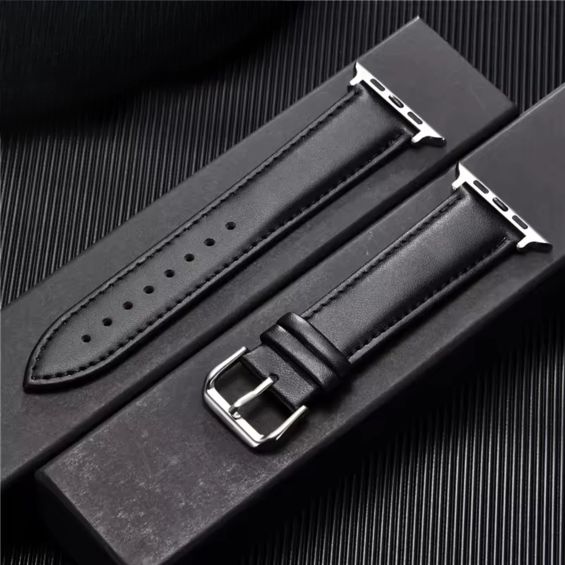 Breband Lederarmband Klassik für Apple Watch schwarz #farbe_schwarz
