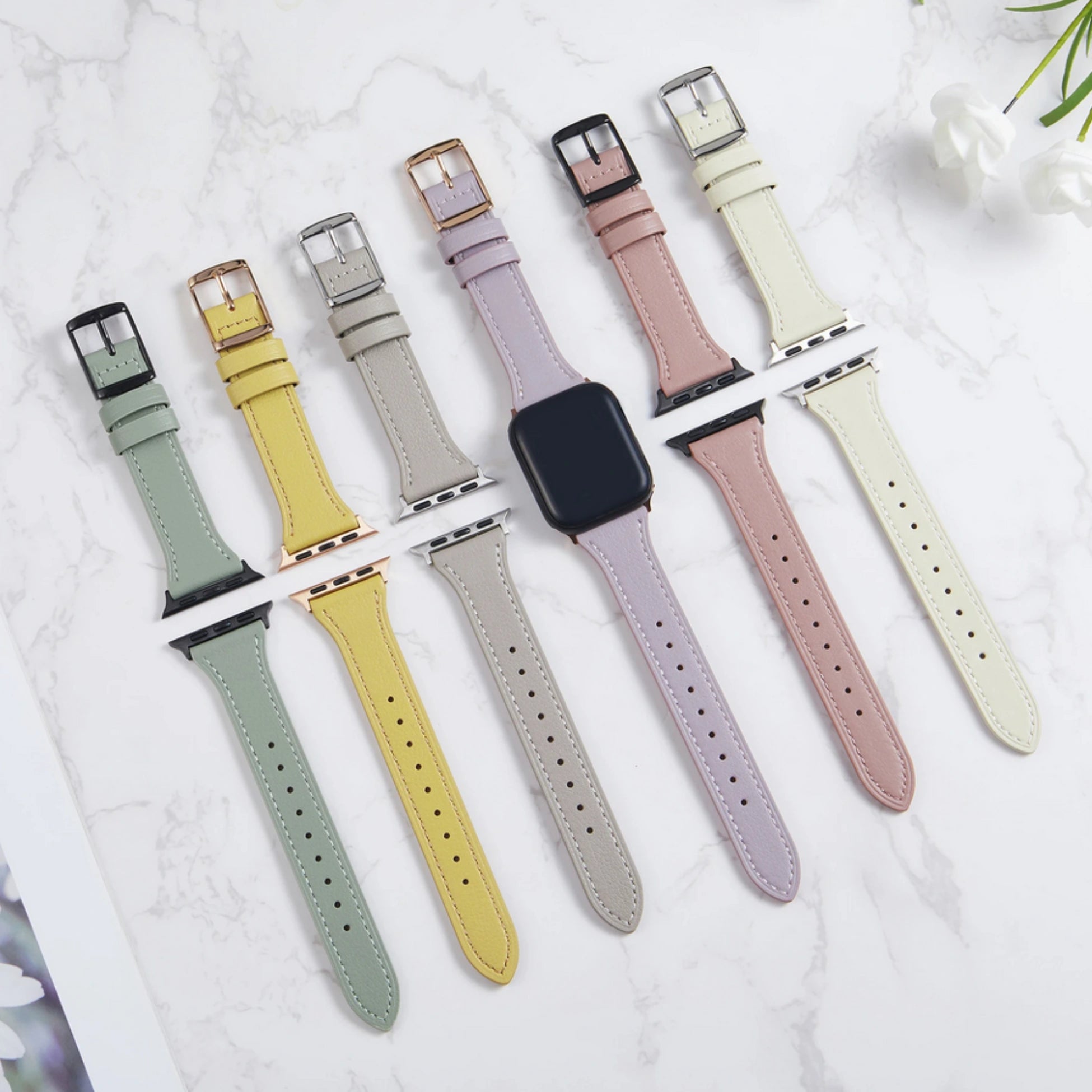 Breband Lederarmband Pastell für Apple Watch