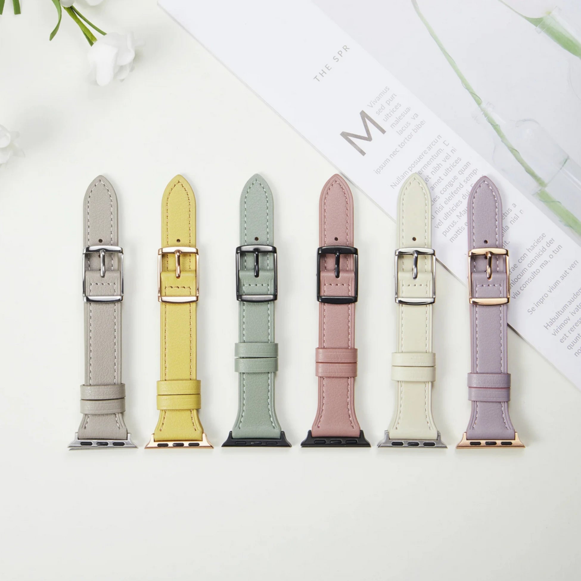 Breband Lederarmband Pastell für Apple Watch