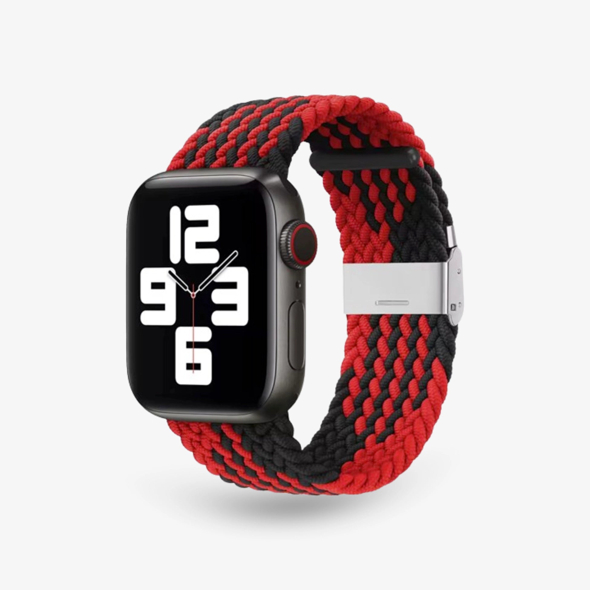 Apple Watch Armband Nylonarmband-colorbraid #farbe_Rot/ Schwarz