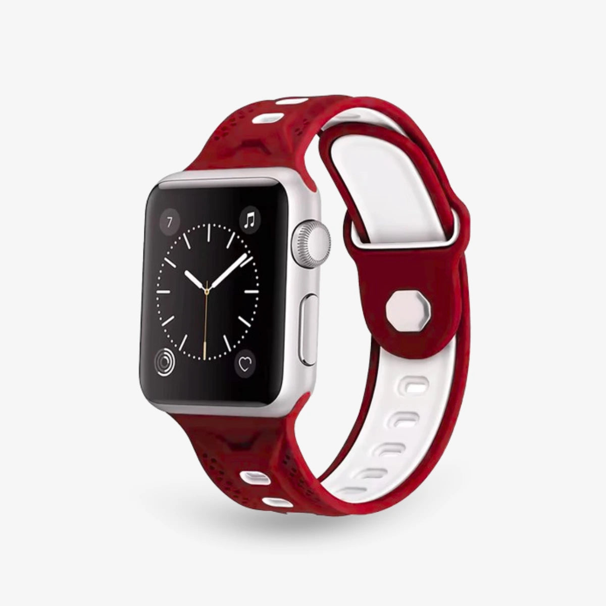 Sportliches Breband Dual Silikonarmband für Apple Watch in Weinrot-Schwarz, robust und modern #farbe_weinrot schwarz