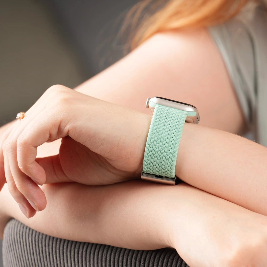 Atmungsaktives Breband Flexbraid Nylonarmband in Hellgrün für Apple Watch #farbe_hellgrün