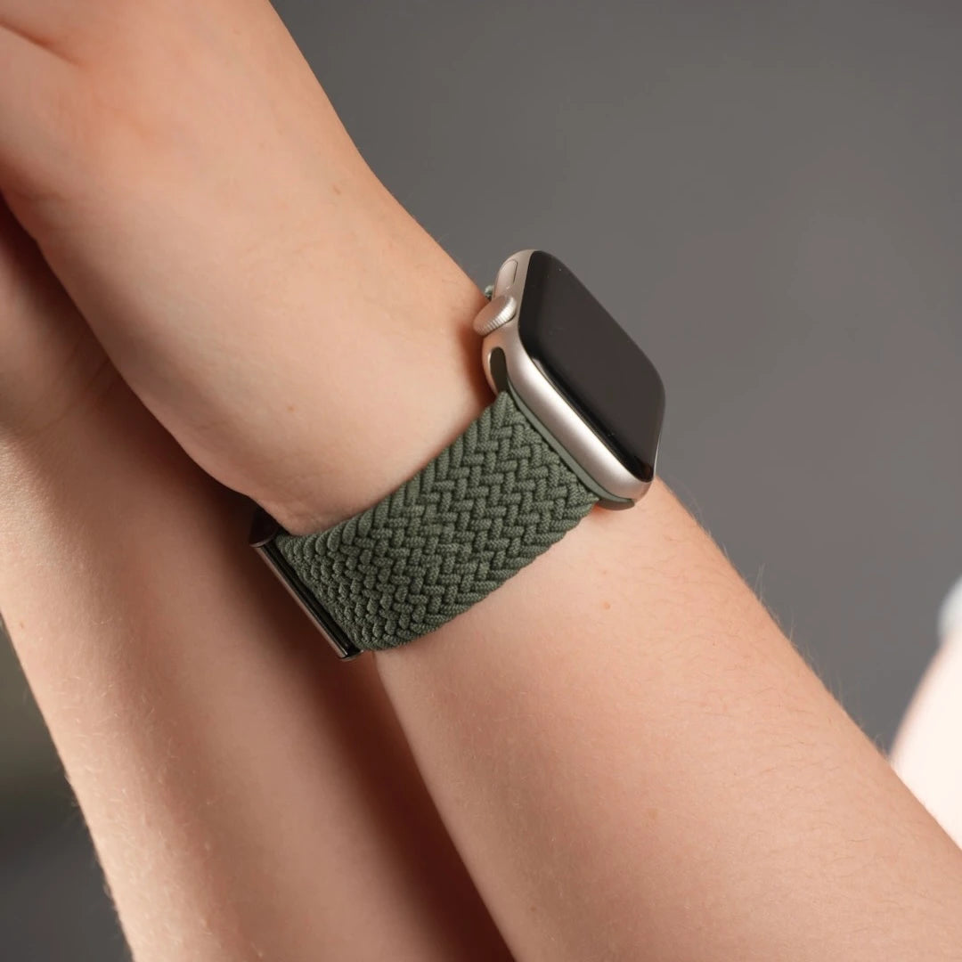 Breband Nylonarmband Flexbraid für Apple Watch in Dunkelgrün #farbe_dunkelgrün