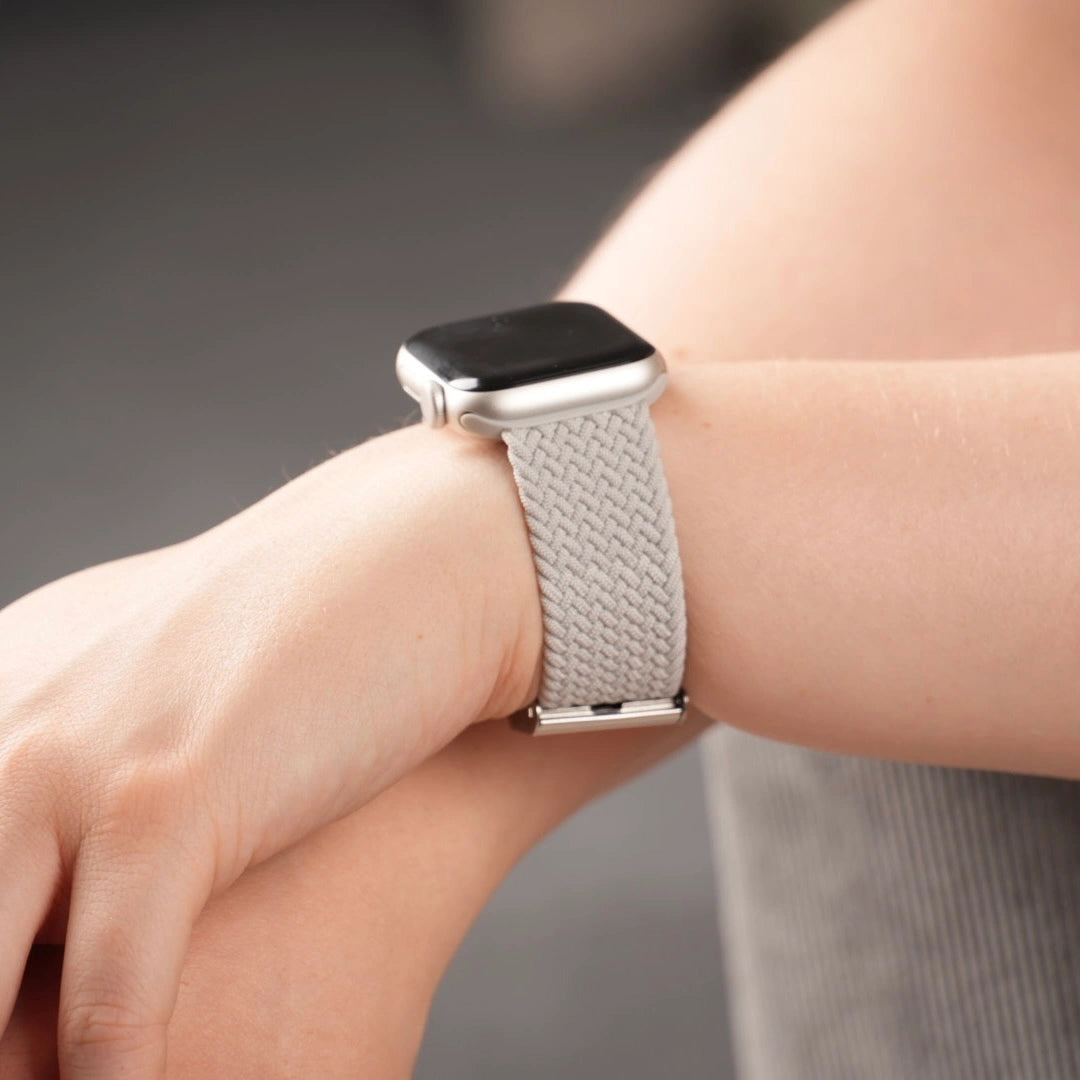 Elegantes Breband Flexbraid Armband aus Nylon in Grau für Apple Watch #farbe_grau