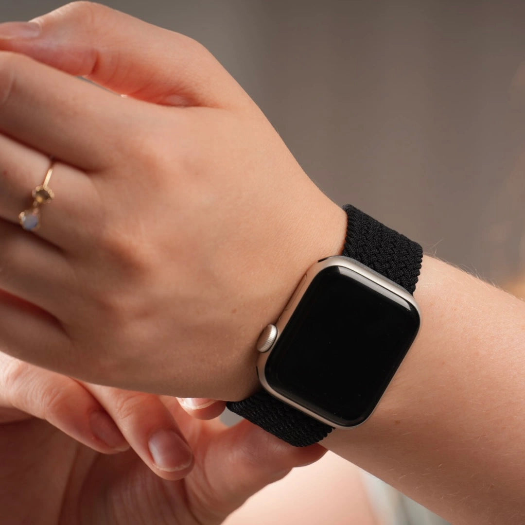 Breband Nylonarmband Flexbraid für Apple Watch in Schwarz #farbe_schwarz