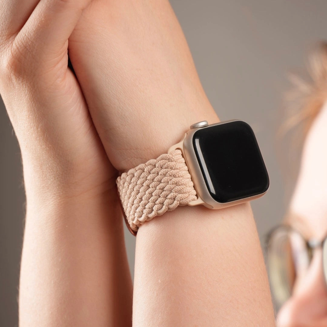 Breband flexibles Geflochtenes Loop Armband in zartem Apricot für Apple Watch #farbe_apricot