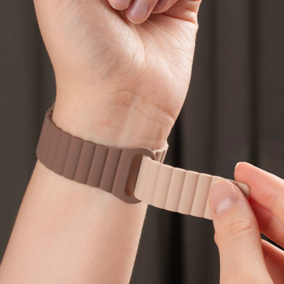 Breband sportliches Silikon Dual Loop Armband in Beige Braun für Apple Watch #farbe_Beige Braun