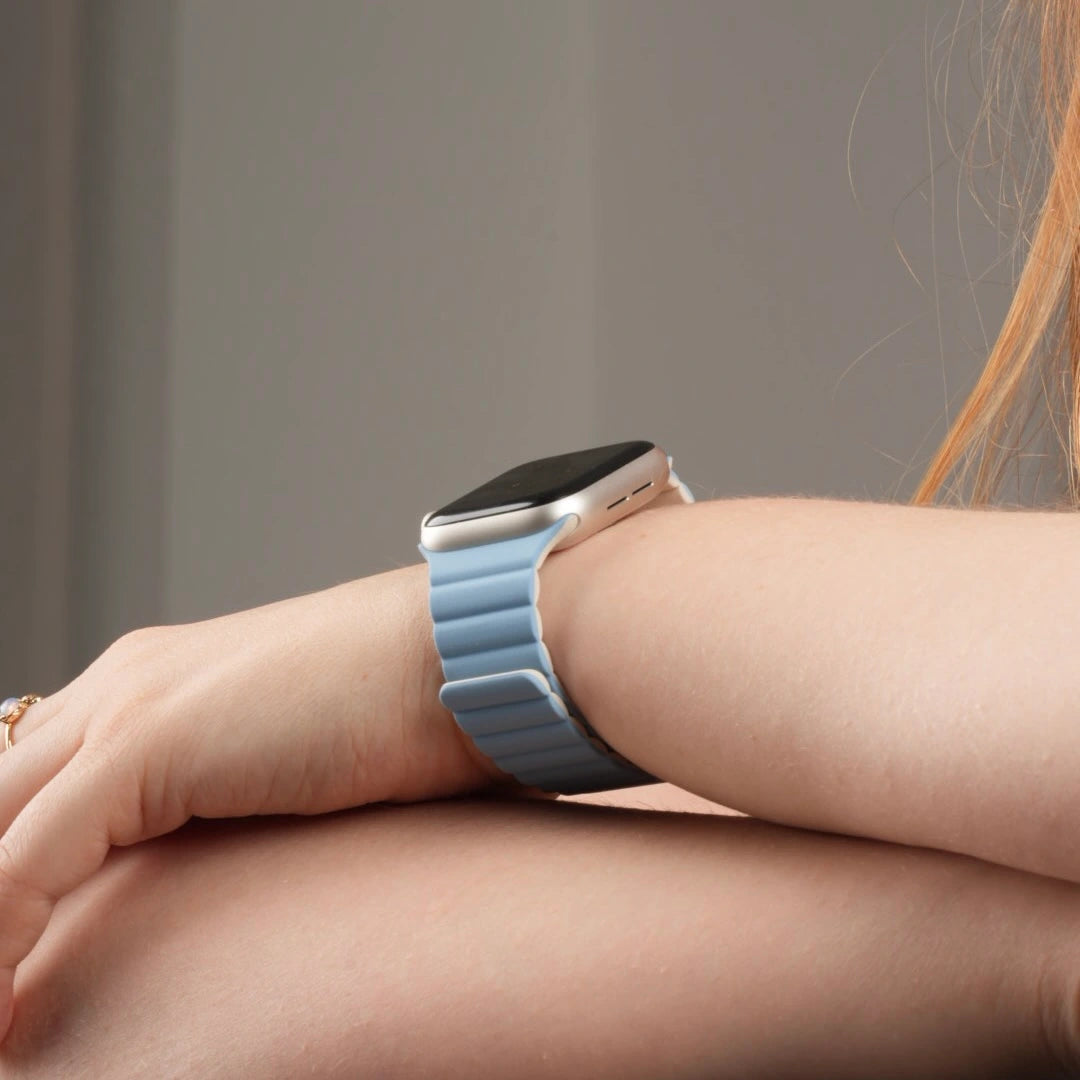 Breband Apple Watch Silikon Dual Loop Armband, Farbe Sand Blau #farbe_Sand Blau