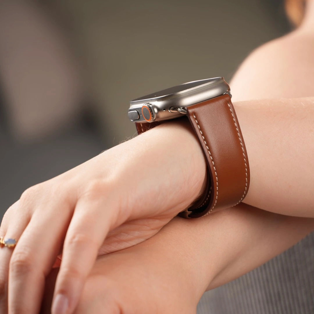 Stilvolles Breband Apple Watch Lederarmband Braun mit Magnetverschluss #farbe_braun