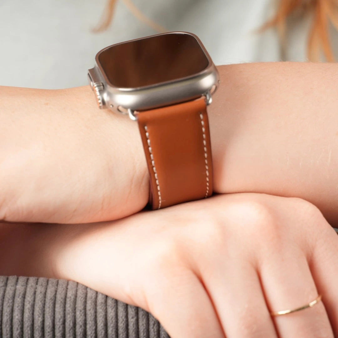 Hochwertiges Breband Magnet Lederarmband in Braun für Apple Watch #farbe_braun