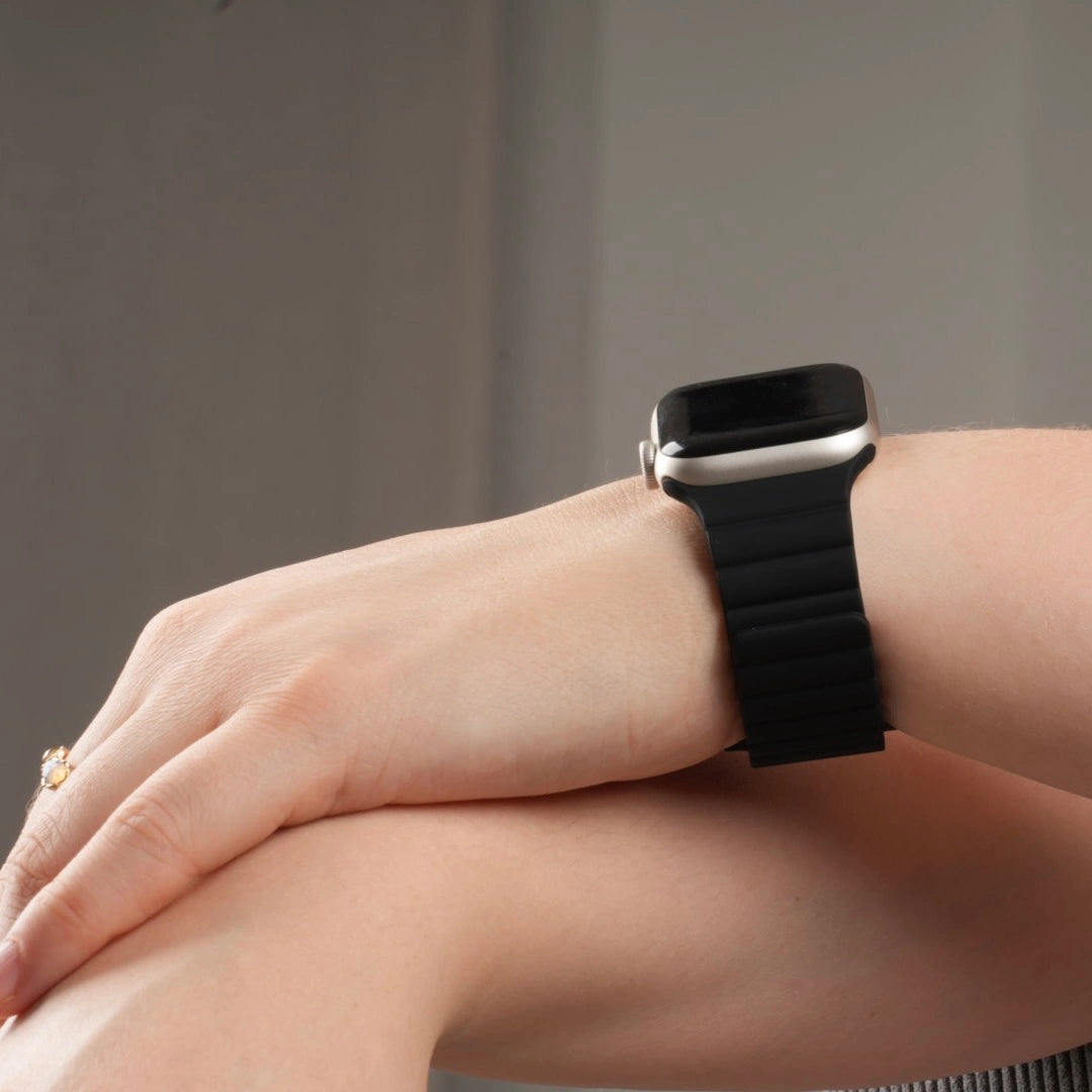 Sportliches Breband Silikon Loop Armband Schwarz für Apple Watch #farbe_schwarz