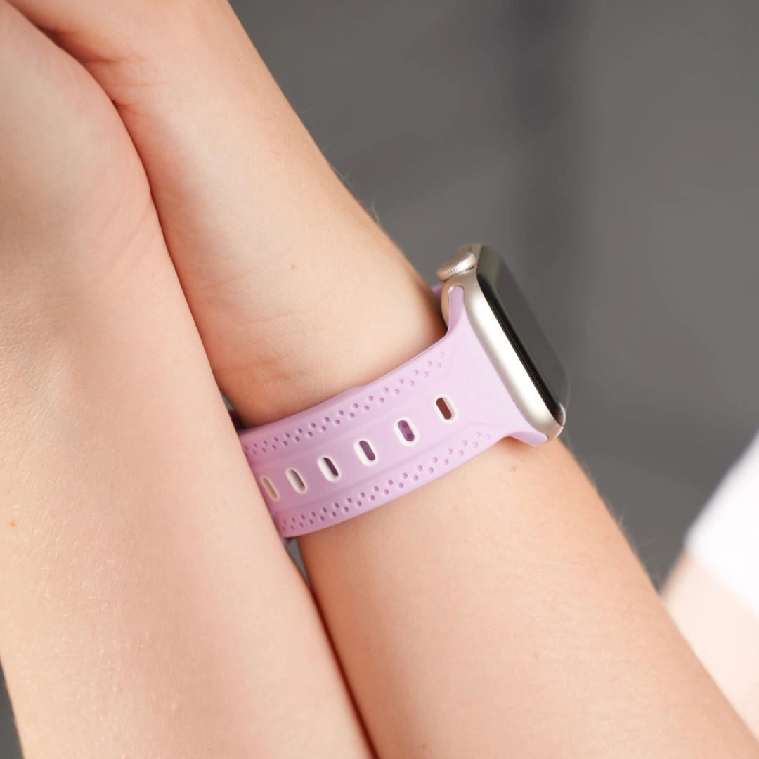 Breband Silikonarmband Dual Sport in Lila-Weiß für Apple Watch, perfekt für Alltag und Training #farbe_lila weiß