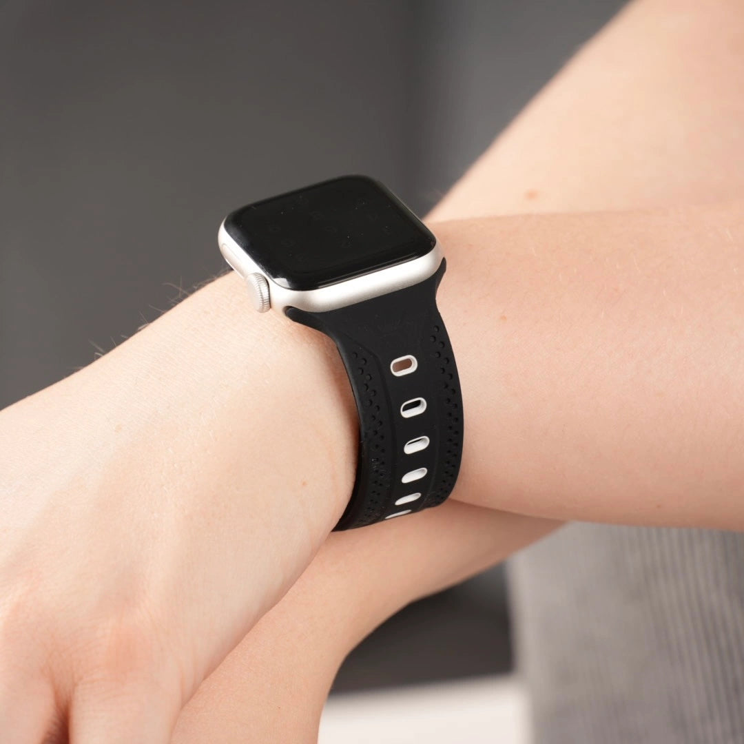 Sportliches Breband Dual Silikonarmband für Apple Watch in Schwarz-Weiß, robust und modern #farbe_Schwarz weiß