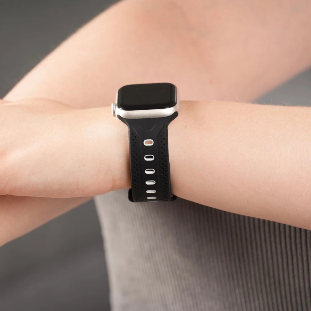 Breband Silikonarmband Dual Sport in Schwarz-Weiß für Apple Watch, sportlich-eleganter Look #farbe_Schwarz Weiß
