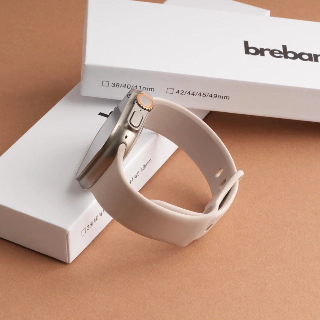 Apple Watch Armband mit 2 Breband Verpakungen in Sand Farbe #farbe_Sand