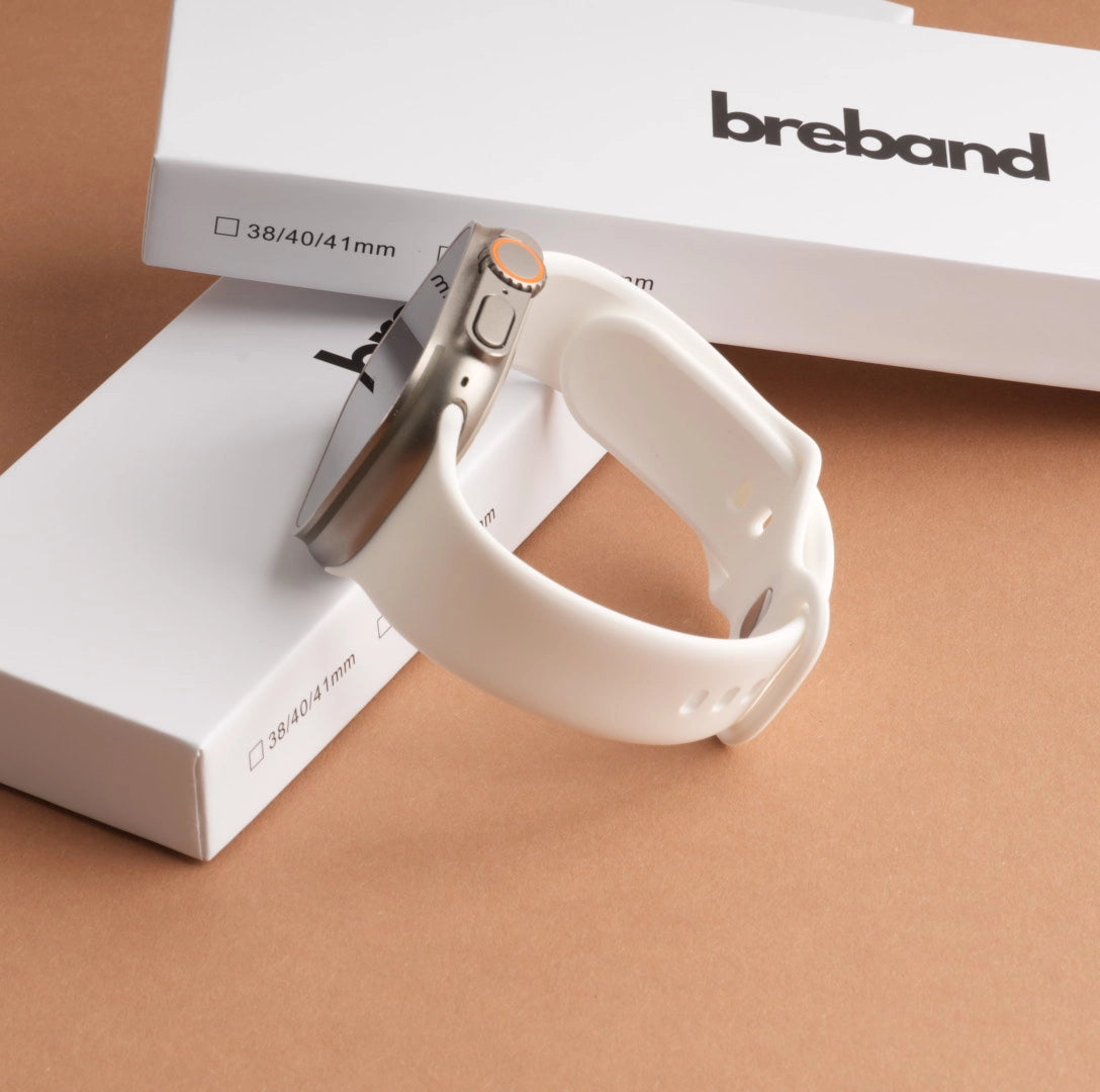 Apple Watch Armband mit 2 Breband Verpakungen in Weiß #farbe_Weiß