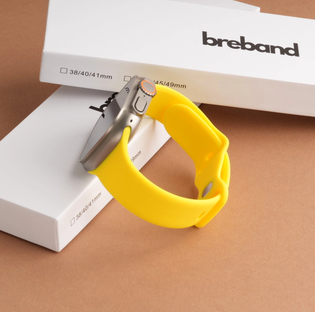 Apple Watch Armband mit 2 Breband Verpakungen in Gelb #farbe_Gelb