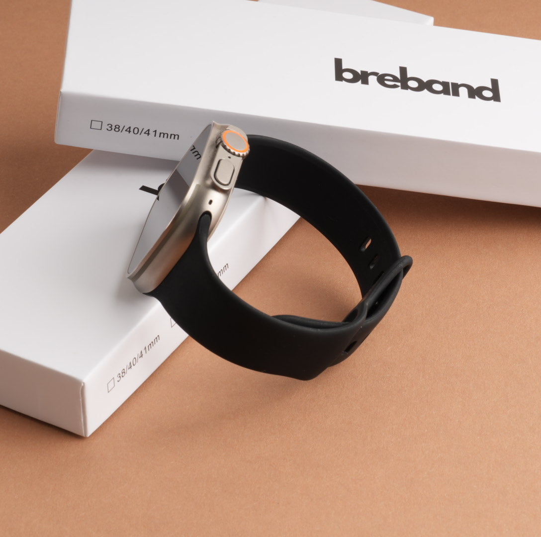 Apple Watch Armband mit 2 Breband Verpakungen in Schwarz #farbe_Schwarz