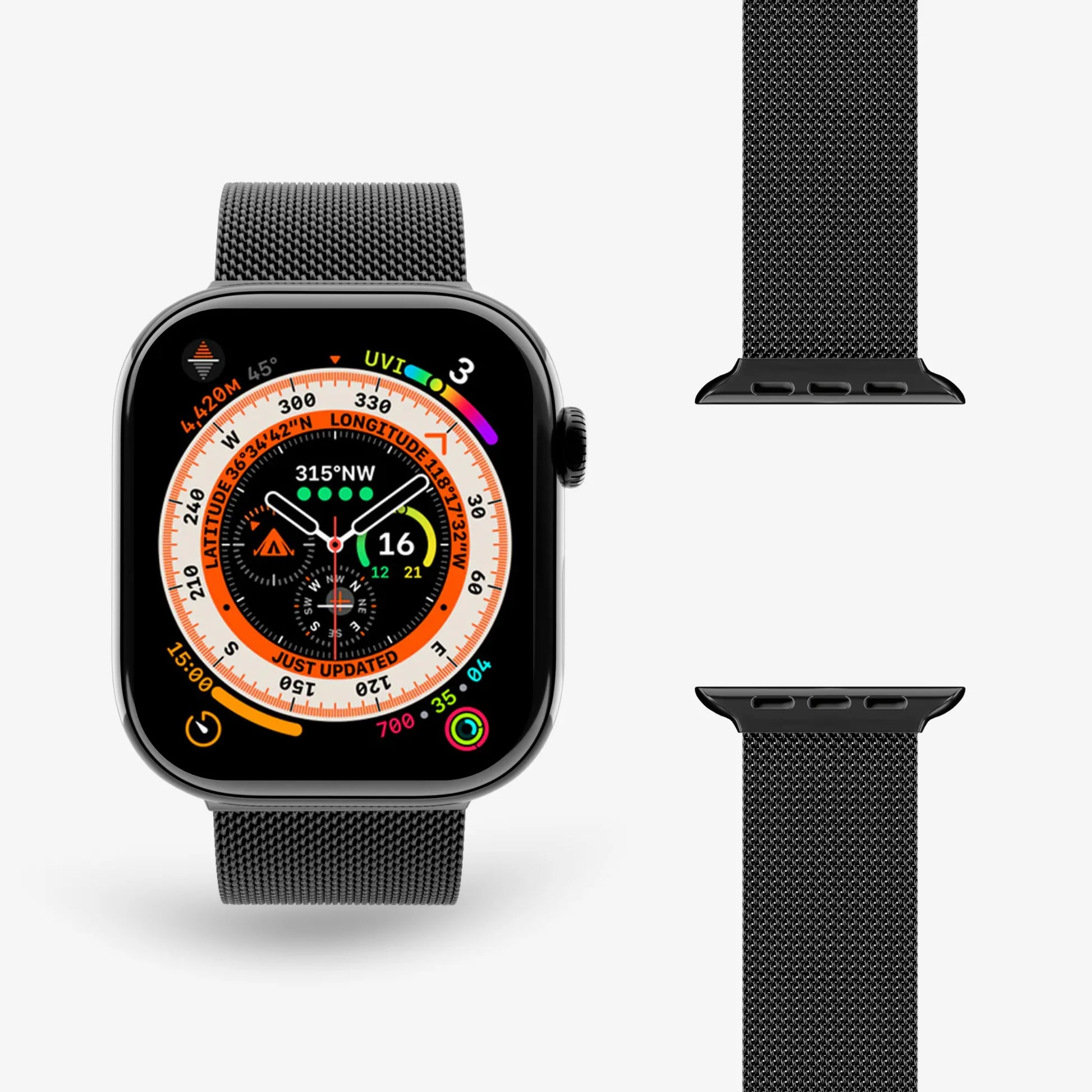 Apple Watch mit schwarzem milanaise Armband #farbe_Schwarz